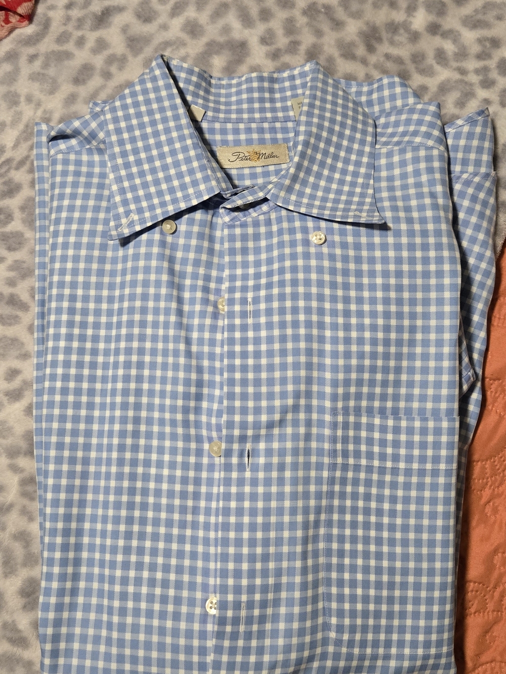 Peter Millar Men’s Blue Gingham Dress Shirt